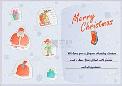 可爱的贺卡与新年和圣诞节