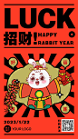 春节兔年节日祝福手机海报