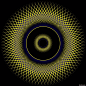 This may contain: an abstract yellow and black background with a circular design in the center, on a black background