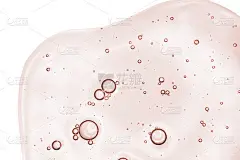 红粉色透明化妆品霜凝胶视黄醇血清纹理与泡沫孤立在白色背景