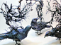 #绘画参考# 来自雕塑艺术家Ellen Jewett，植物与动物的融合从设计形态到配色都充满奇幻世界色彩，超赞>u<