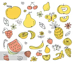 手绘涂鸦套装健康水果,Hand drawn doodle set of healthy fruits - 图片详情-图虫Premium正版图片,视频,插图,微博微信公众号配图,自媒体素材