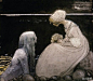 #北欧艺术# 瑞典插画艺术家John Bauer (1882–1918)的一些我自己很喜欢的作品，相对而言这几幅更粗犷些，前四幅来自《Agneta and the Sea King》。John Bauer 总是能恰如其分的描绘出传奇故事中的神秘和奇幻。