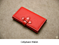 Cellphone Wallet : 93 X 142red chevre crispeold-pink red Butterolinen threadwaxed edge finishing