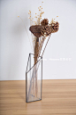 海外设计干花插花装饰展示收纳花器复古做旧几何水培玻璃花瓶B44-淘宝网