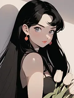 旧漫头像｜抱郁金香的小姐姐