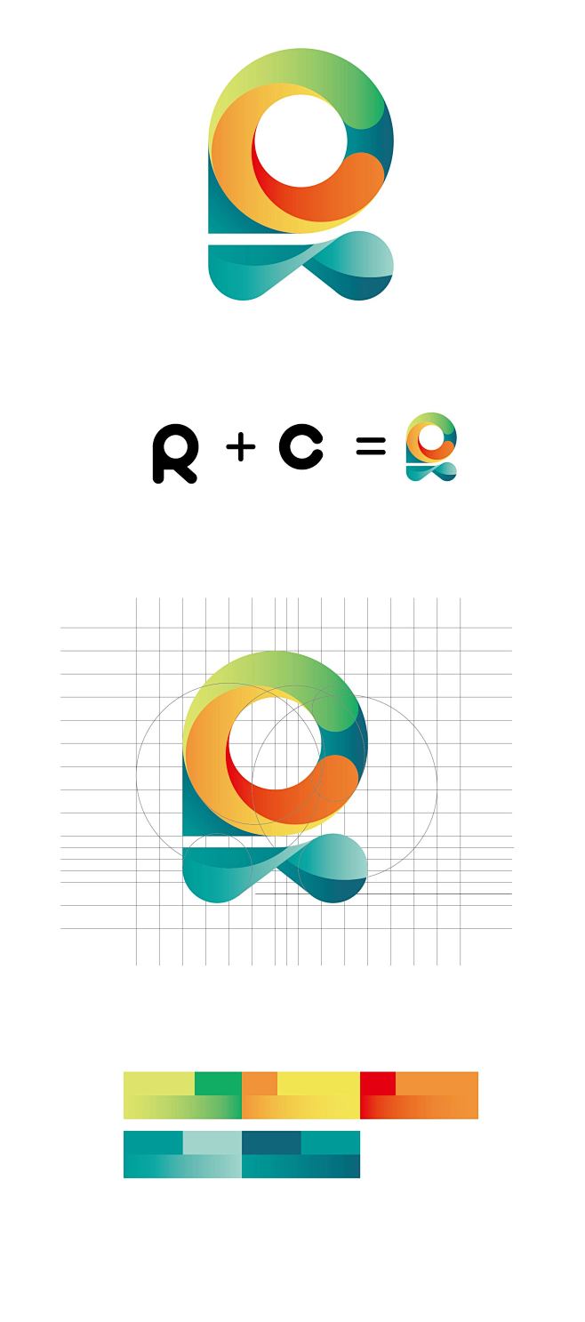 logo设计，多彩，渐变，字母R，字母C...