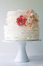 Alice Handmade 白色波浪花边花朵双层蛋糕 甜品桌翻糖蛋糕-淘宝网