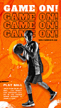 活力橙篮球人物运动宣传海报插图1