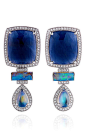 Blue Sapphire And Diamond Earrings In White Gold by Dana Rebecca on Moda Operandi: 