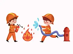 消防员救火灭火卡通人物PNG素材消防消防安全