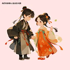 古风插画情侣免抠元素(点击左下角下载源文件)