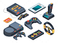 视频游戏控制台和不同的技术产品-杂项矢量Video Game Console and Different Technical Gadgets - Miscellaneous Vectors街机,按钮,控制台,控制,控制器,设计,设计师,设备,数码,电子、娱乐、平坦,小工具,游戏,游戏,图形,手持,图标,说明,孤立,操纵杆,键盘,休闲,玩,复古,集,象征,科技,矢量,视频 arcade, button, console, control, controller, design, designer, devi