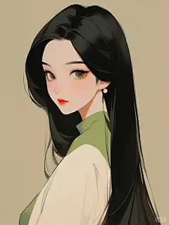极简美学｜女生插画头像｜绿色系④