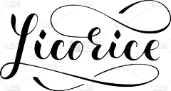hand written licorice text isolated on