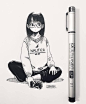 一组手绘黑白卡通人物  作者：日本插画师 mitsumayo ​​​​ （转）