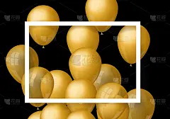 white frame on gold balloons