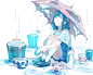 #創作 心が雨漏りする日に - 淵゛的插画
雨
