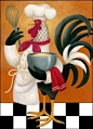 I have a set of 3 ceramic Rooster Chefs. Adorable.: 