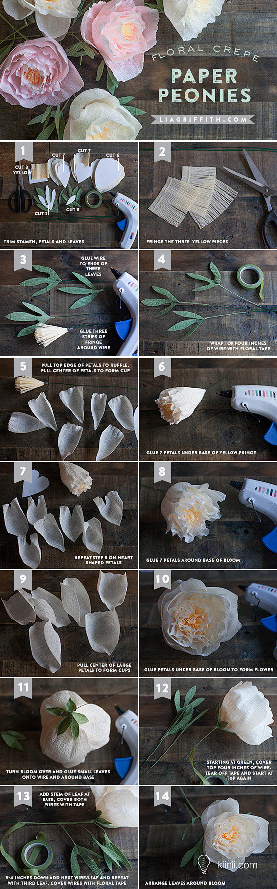皱纹纸纸花制作教程 - DIY漂亮的纸牡...