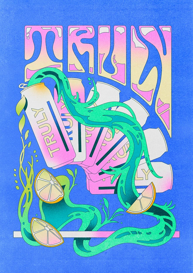 afiche color commercial ILLUSTRATION lettering poster truly-花瓣网