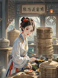 古风插画 | 我在御膳房当个小宫女～ - 小红书