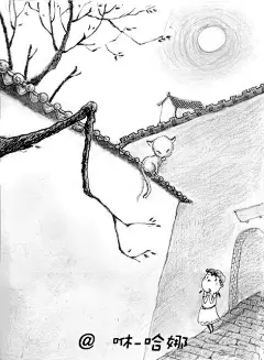 大白鲸原创幻想儿童文学优...-咻-哈娜_儿童插画,插画,黑白,幻想,出版_涂鸦王国插画