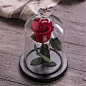 22.31R$ 50% de desconto|2021 beleza e a fera rosa vermelha em uma cúpula de vidro em uma base de madeira para presentes do dia dos namorados|Flores secas artificiais|   - AliExpress