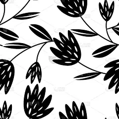 无缝黑白图案基础上的传统民间艺术装饰品。现代花卉花卉背景。北欧风格。瑞典北欧风格。矢量插图。简单的简