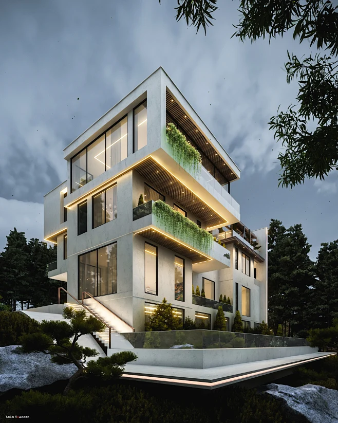3D 3ds max architecture archviz design exterior home house modern ...