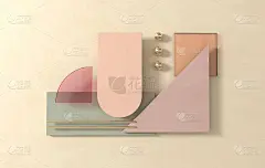 简单的几何形状，平铺场景3d渲染抽象的业务背景。柔和的颜色