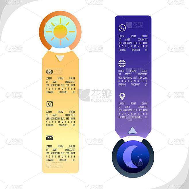 太阳和月亮，白天和晚上的主题信息图表卡