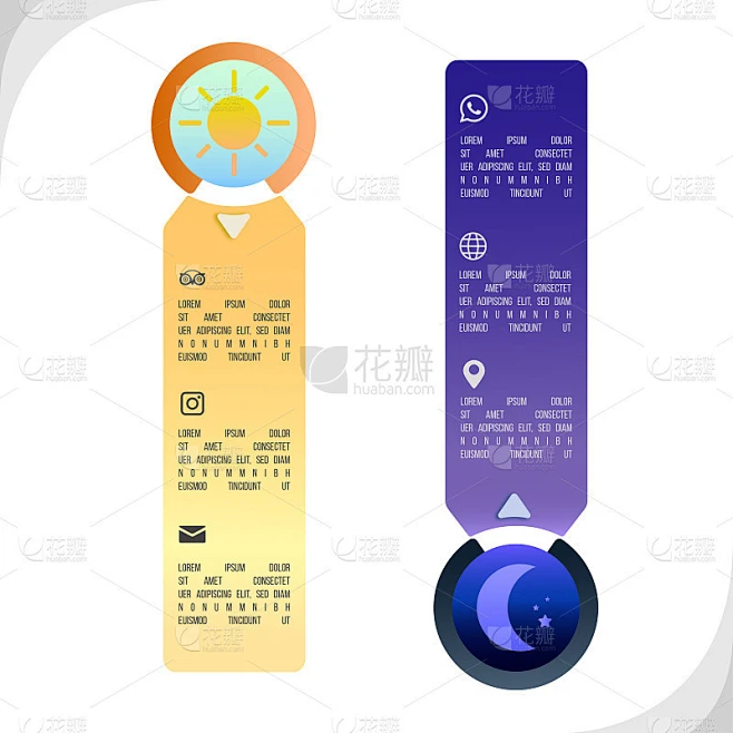太阳和月亮，白天和晚上的主题信息图表卡素材-花瓣网