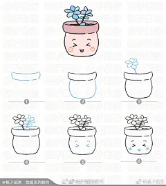 春光无限好，可爱植物不能少！一波可爱又简单的多肉简笔画，手帐和哄娃必备技能，Mark！～ @桃子部落 ​​​​