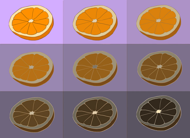 橘子纯度对比  色彩构成