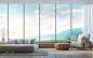 Modern bedroom with mountain view 3d rendering Image
