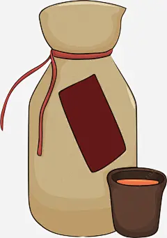 古代酒瓶和美酒手绘图png免抠素材 白酒 设计图片 免费下载 页面网页 平面电商 创意素材 png素材