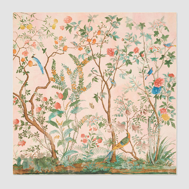 Gucci 真丝斜纹“生命之树”围巾 :...