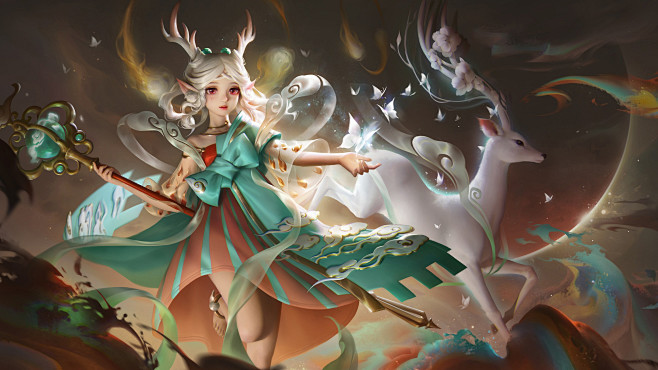 王者荣耀-瑶-遇见神鹿__插画  _T2...