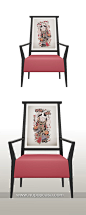 新中式家具 年画概念单人餐椅 modern Chinese style dinning chair with concept of traditional Chinese Nian-Hua, designed by Tommy and Nupopcasa: 