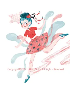 插画师：一朵女子kitty 随手乱涂 插画练习 圣诞老人时尚穿搭 跳舞 从小恶魔身边悄悄滴路过 哈哈哈哈