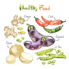 清新手绘绿色水果插画设计