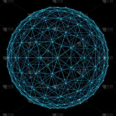 粒子和线条的未来球体。网络连接大数据。抽象的技术背景。3 d渲染。素材-花瓣网