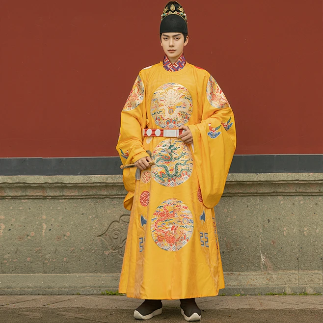 【砚滨纱】明制汉服织金仿妆花十二章纹衮服圆领袍龙袍-淘宝网-花瓣网