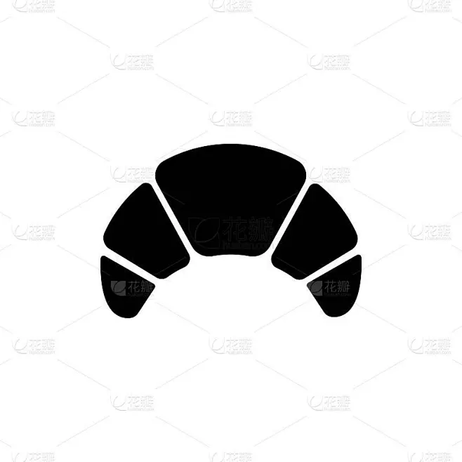 牛角面包或法式食品的纯黑色线条图标。面包店或咖啡馆的概念。新潮的平面孤立符号标志:插图，轮廓，标志，素材-花瓣网