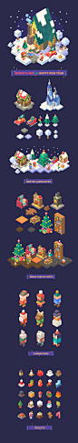 Christmas and New Year isometric set on Behance立体场景插画#立体##插画##场景##圣诞#