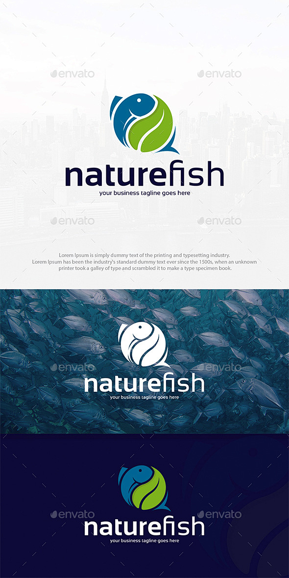 自然鱼标志模板——动物标志模板Natur...