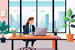 科技金融扁平风商务办公场景插画