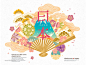 日本旅游海报手绘日系插画地标建筑美食元素AI矢量设计素材源文件 (2)