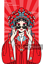 国潮风,插画,花旦,中国戏曲,太阳镜正版图片素材